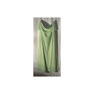 Lime Green and White Striped Strapless Dress